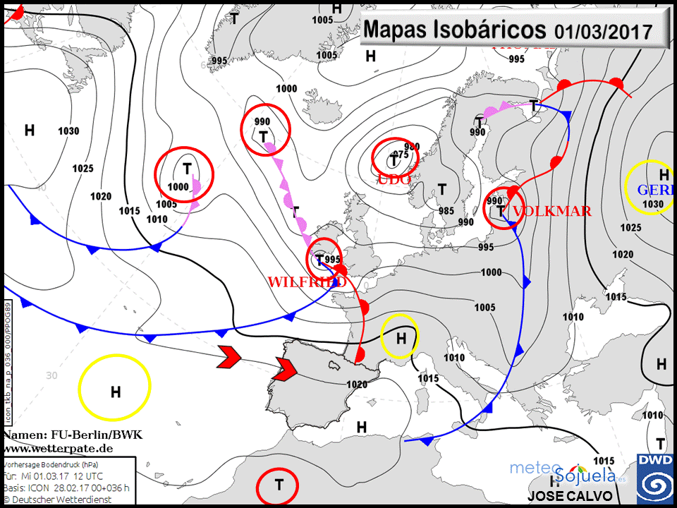 Mapa Isobárico. 01-03-2017. tiempo, larioja,logroño,josecalvo,meteosojuela