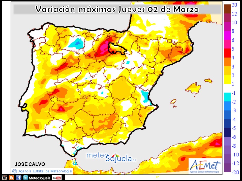 Mapa temperaturas. 02-03-2017. Tiempo,logroño,larioja, josecalvo,meteososjuela