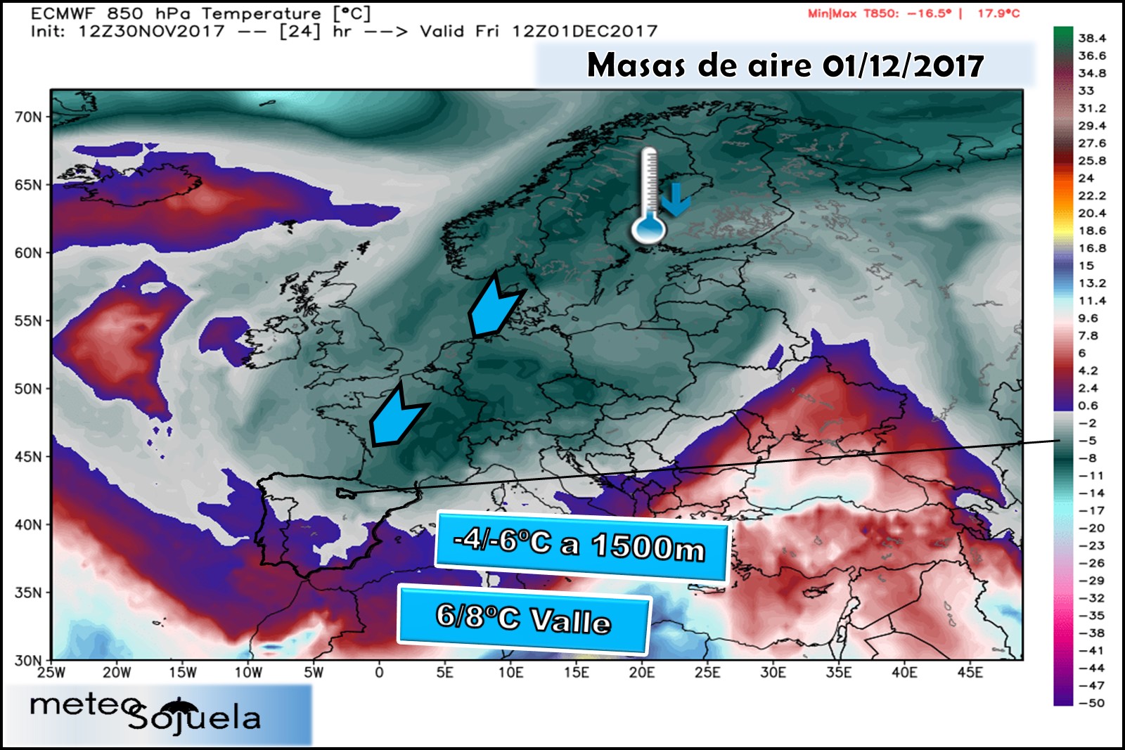 frio, masa ,masa aire,850,850hPa,tiempo.larioja,josecalvo,meteosojuela