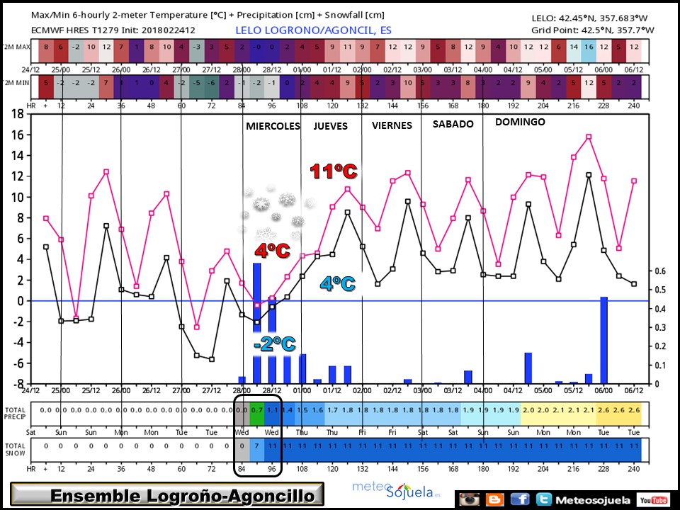 ENSEMBLE temperaturas y precipitacion Logroño.Meteosojuela
