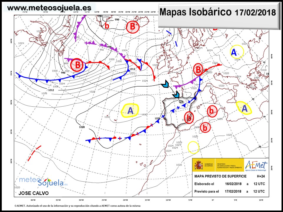 Mapa meteorologico isobárico de hoy en La Rioja. Meteosojuela