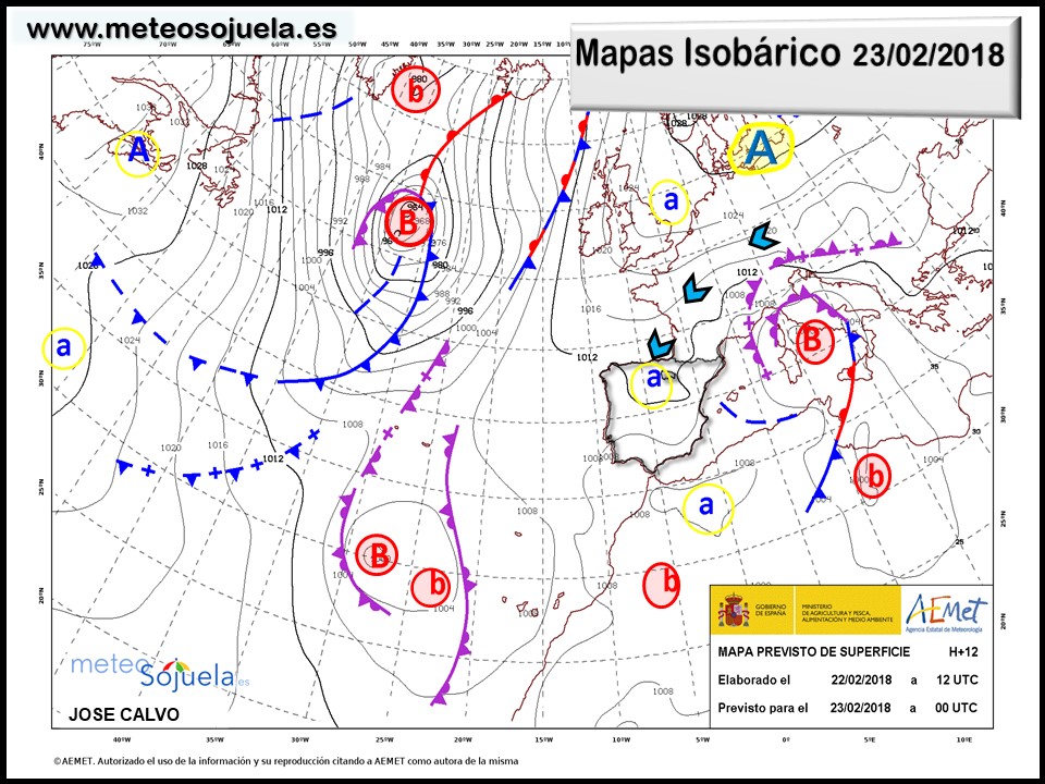 Mapa meteorologico isobárico de hoy en La Rioja. Meteosojuela