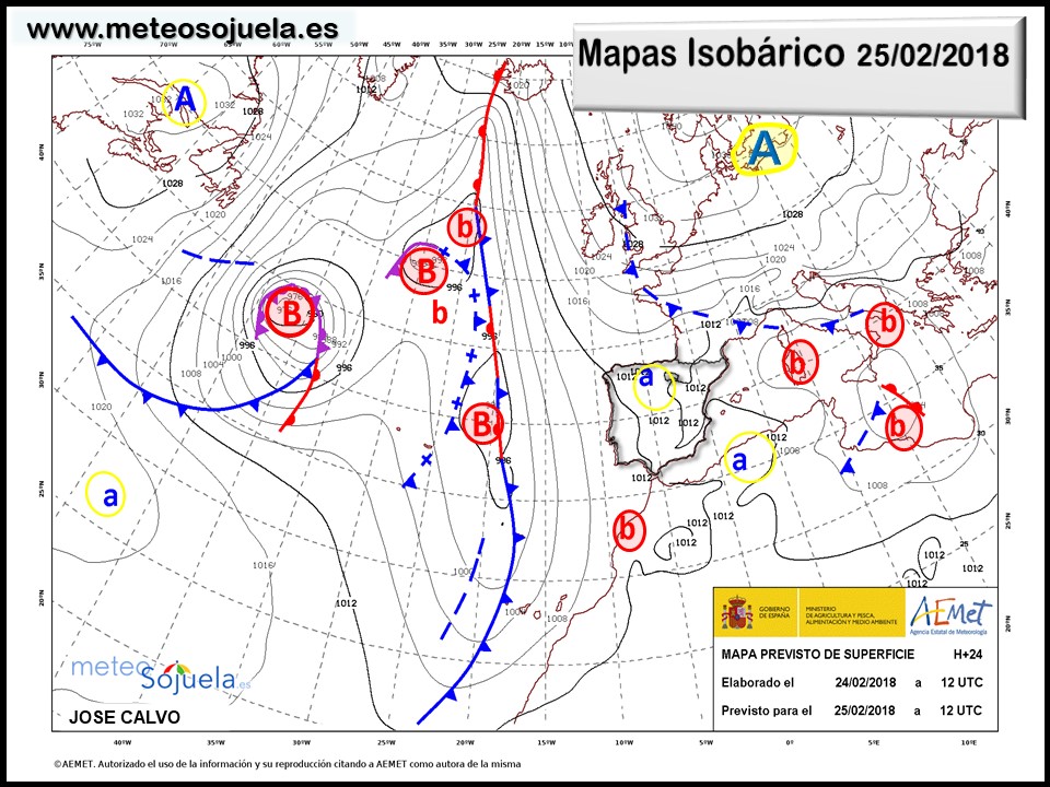 Mapa meteorologico isobárico de hoy en La Rioja. Meteosojuela
