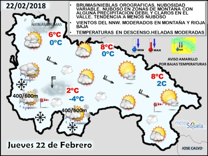 Mapa meteorologico significativo de hoy en La Rioja. Meteosojuela