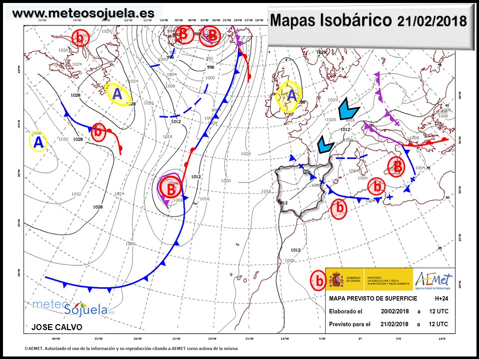 Mapa meteorologico isobárico de hoy en La Rioja. Meteosojuela