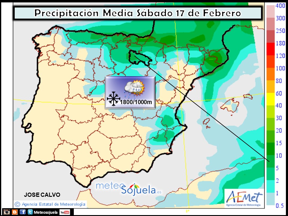 Mapa meteorologico de precipitacion de hoy en La Rioja. Meteosojuela