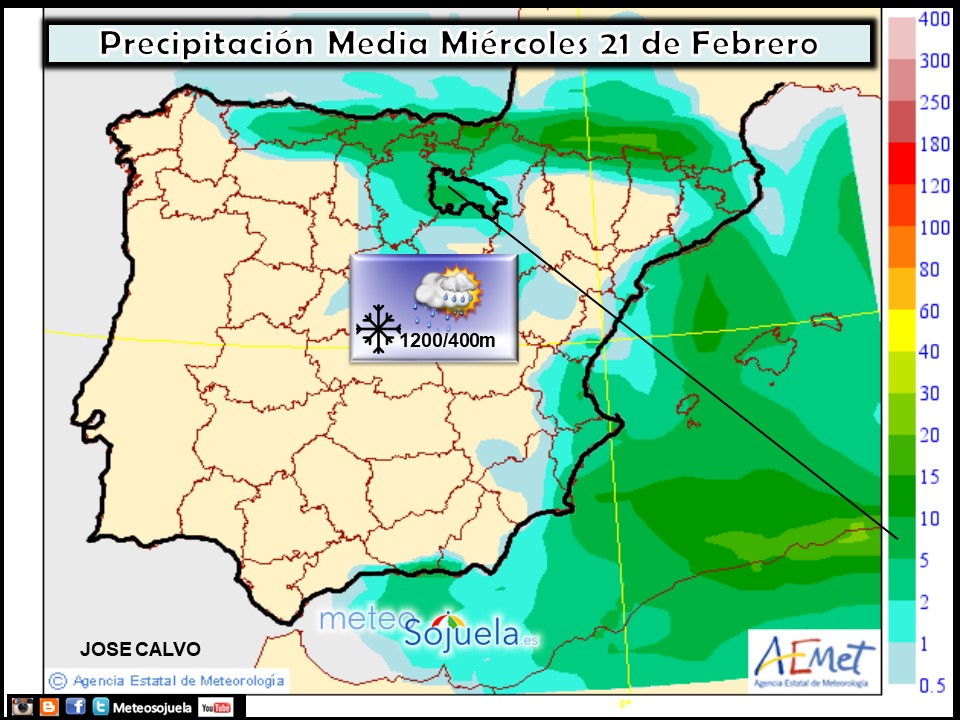 Mapa meteorologico de precipitacion de hoy en La Rioja. Meteosojuela