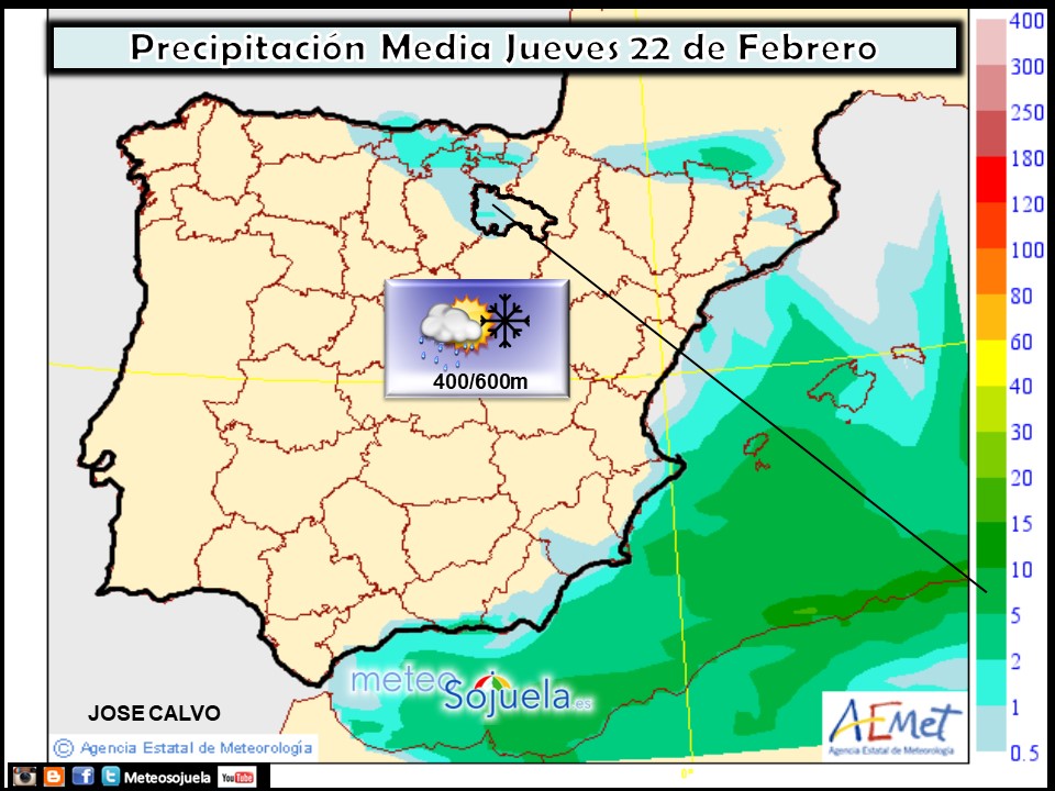 Mapa meteorologico de precipitacion de hoy en La Rioja. Meteosojuela