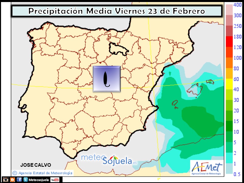Mapa meteorologico de precipitacion de hoy en La Rioja. Meteosojuela