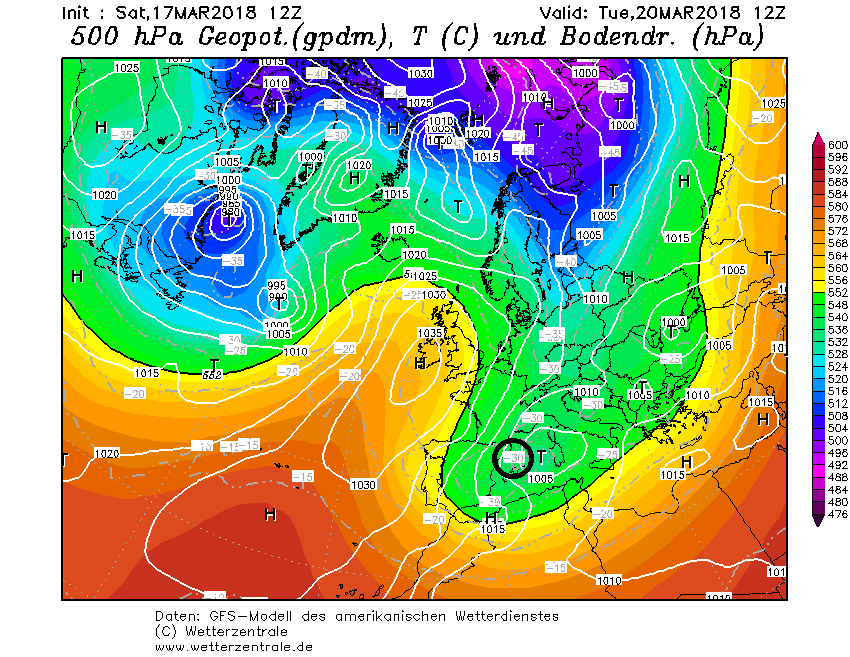 Modelos de altura Geopotencial a 500hPa. Meteosojuela