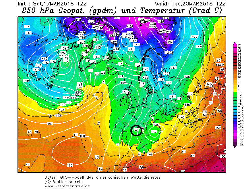 Modelos meteorológicos de altura geopotencial a 850hPa