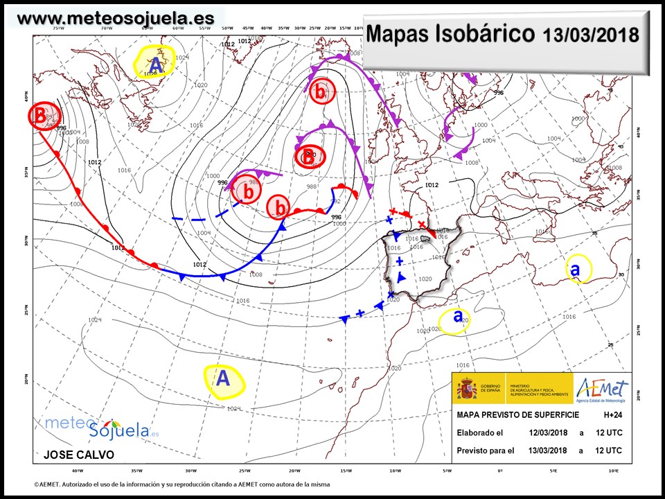 Mapa meteorologico isobárico de hoy en La Rioja. Meteosojuela