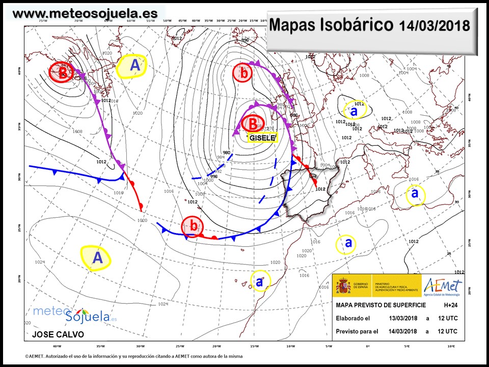 Mapa meteorologico isobárico de hoy en La Rioja. Meteosojuela