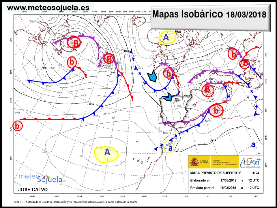 Mapa meteorologico isobárico de hoy en La Rioja. Meteosojuela