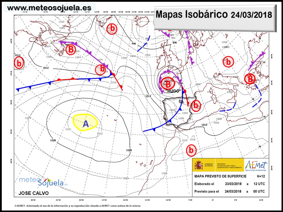 Mapa meteorologico isobárico de hoy en La Rioja. Meteosojuela