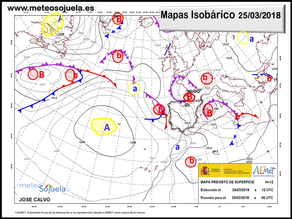 Mapa meteorologico isobárico de hoy en La Rioja. Meteosojuela