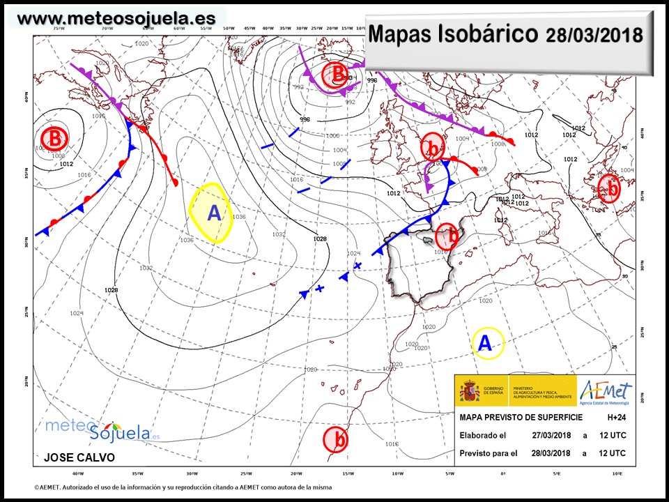 Mapa meteorologico isobárico de hoy en La Rioja. Meteosojuela