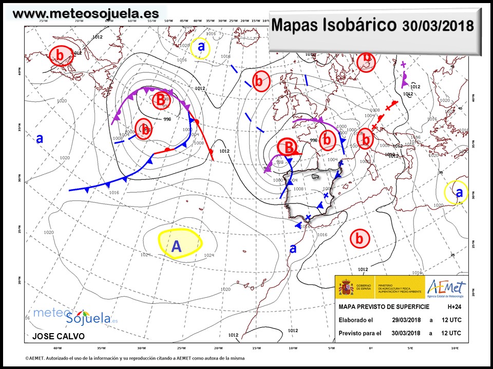 Mapa meteorologico isobárico de hoy en La Rioja. Meteosojuela