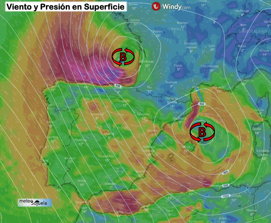 Animación Vientos Presión y Superfice. Meteosojuela
