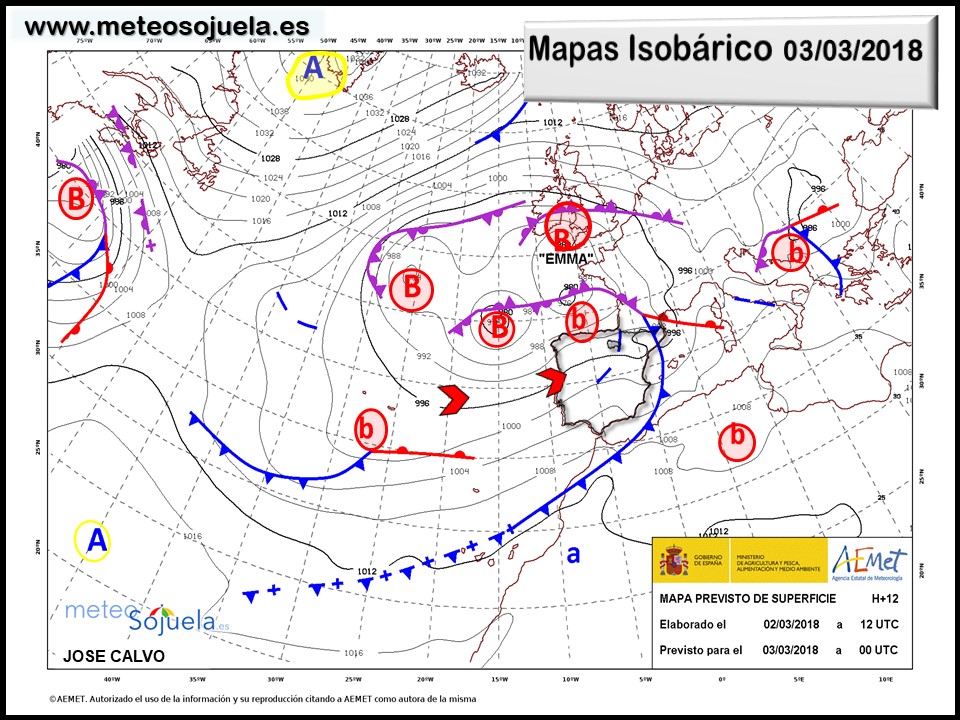 Mapa meteorologico isobárico de hoy en La Rioja. Meteosojuela