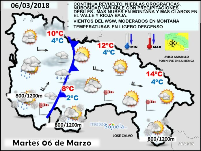 Mapa meteorologico significativo de hoy en La Rioja. Meteosojuela