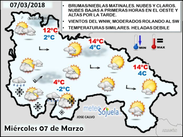 Mapa meteorologico significativo de hoy en La Rioja. Meteosojuela