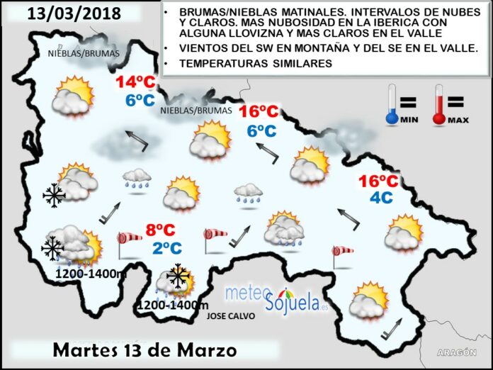 Mapa meteorologico significativo de hoy en La Rioja. Meteosojuela Mapa meteorologico significativo de hoy en La Rioja. Meteosojuela