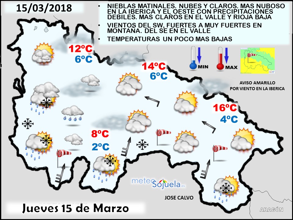 Mapa meteorologico significativo de hoy en La Rioja. Meteosojuela