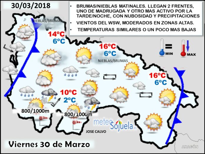 Mapa meteorologico significativo de hoy en La Rioja. Meteosojuela