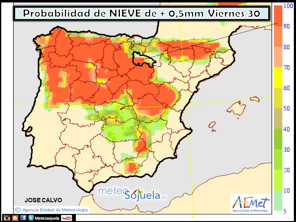 Mapa meteorologico de precipitacion de hoy en La Rioja. Meteosojuela