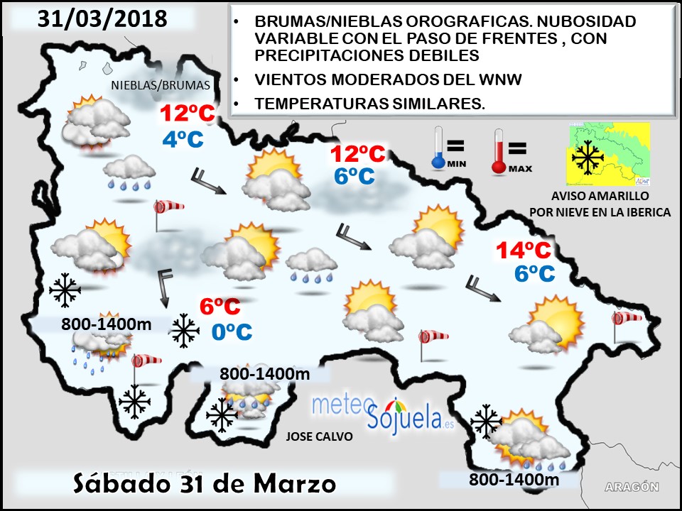 Mapa meteorologico significativo de hoy en La Rioja. Meteosojuela