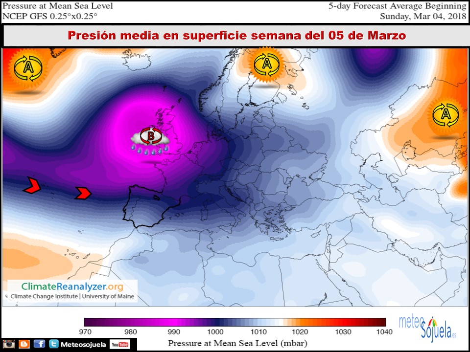Mapa de presión media en superficie. Meteosojuela