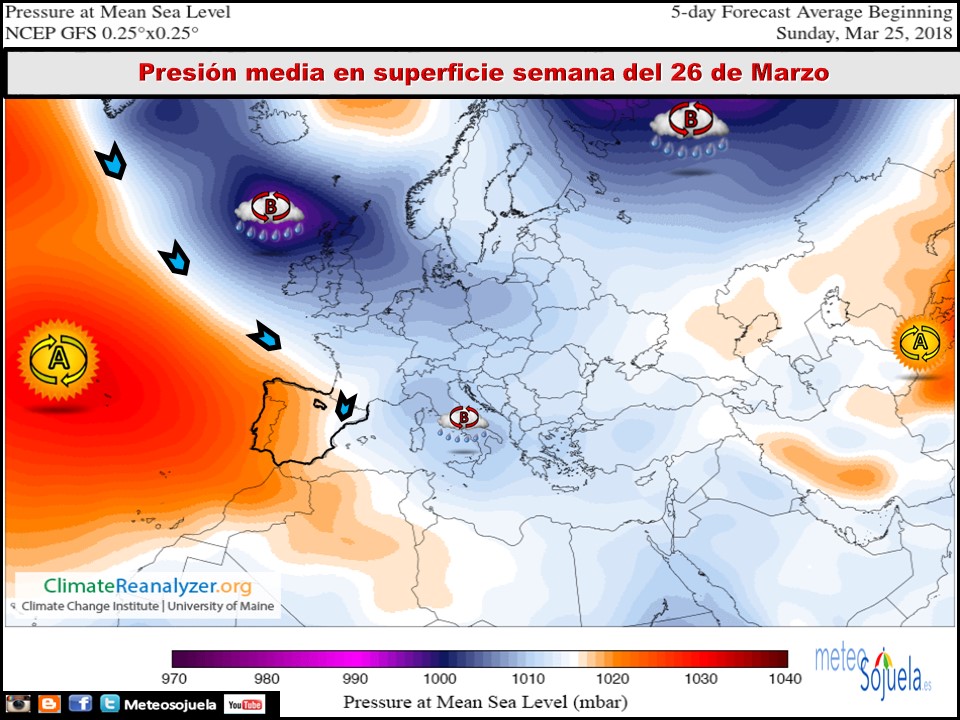 Mapa de presión media en superficie. Meteosojuela