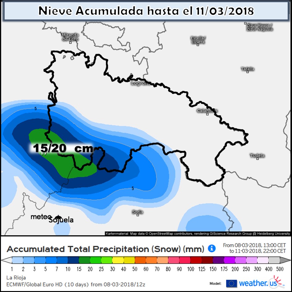 Modelo de precipitacion de nieve acumulada. Meteosojuela