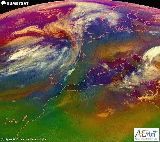 Animación masas de aire satélite Meteosat.Meteosojuela