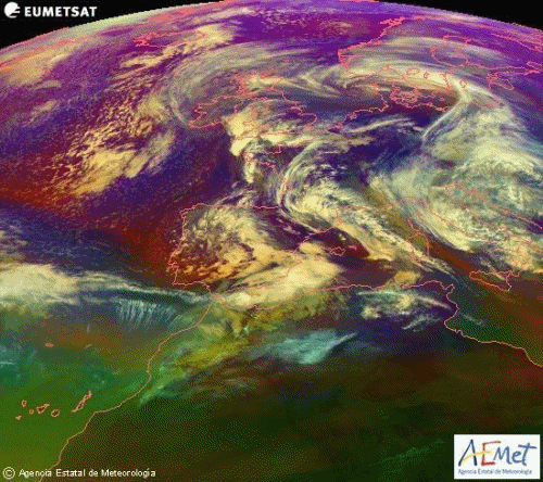 Animación de masas de aire satélite Meteosat. Meteosojuela