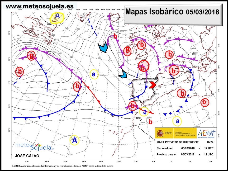 Mapa meteorologico isobárico de hoy en La Rioja. Meteosojuela