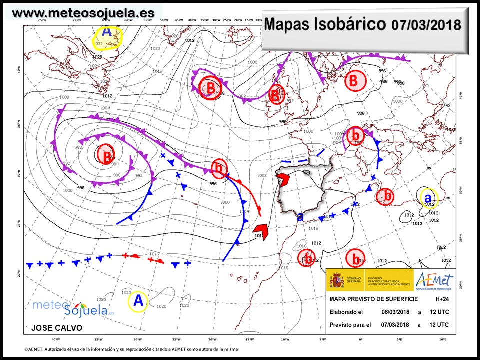 Mapa meteorologico isobárico de hoy en La Rioja. Meteosojuela