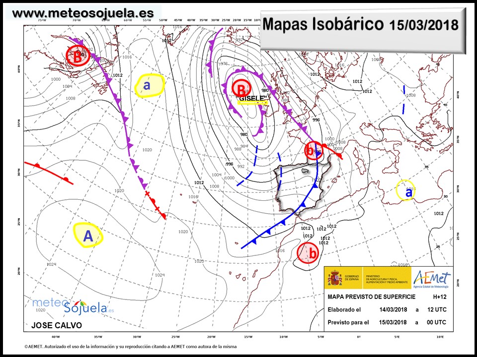 Mapa meteorologico isobárico de hoy en La Rioja. Meteosojuela