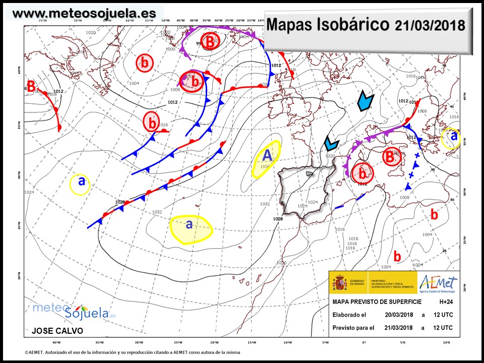 Mapa meteorologico isobárico de hoy en La Rioja. Meteosojuela