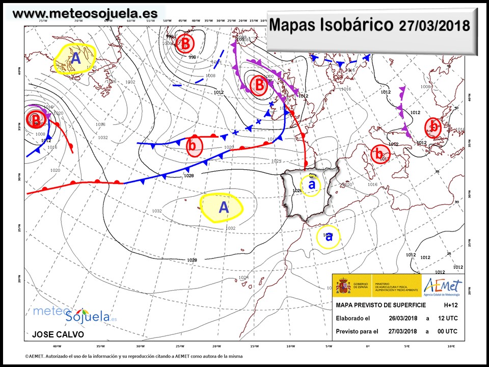 Mapa meteorologico isobárico de hoy en La Rioja. Meteosojuela