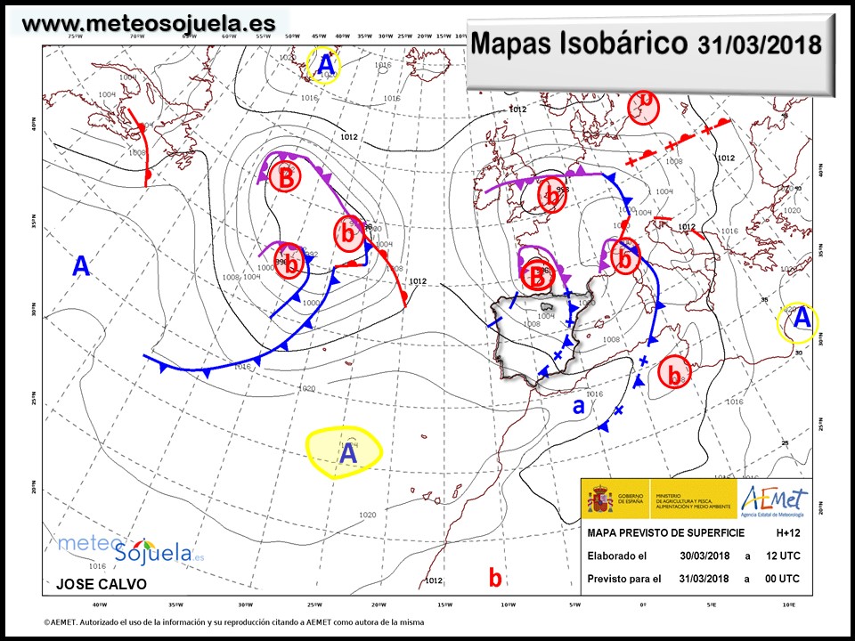 Mapa meteorologico isobárico de hoy en La Rioja. Meteosojuela