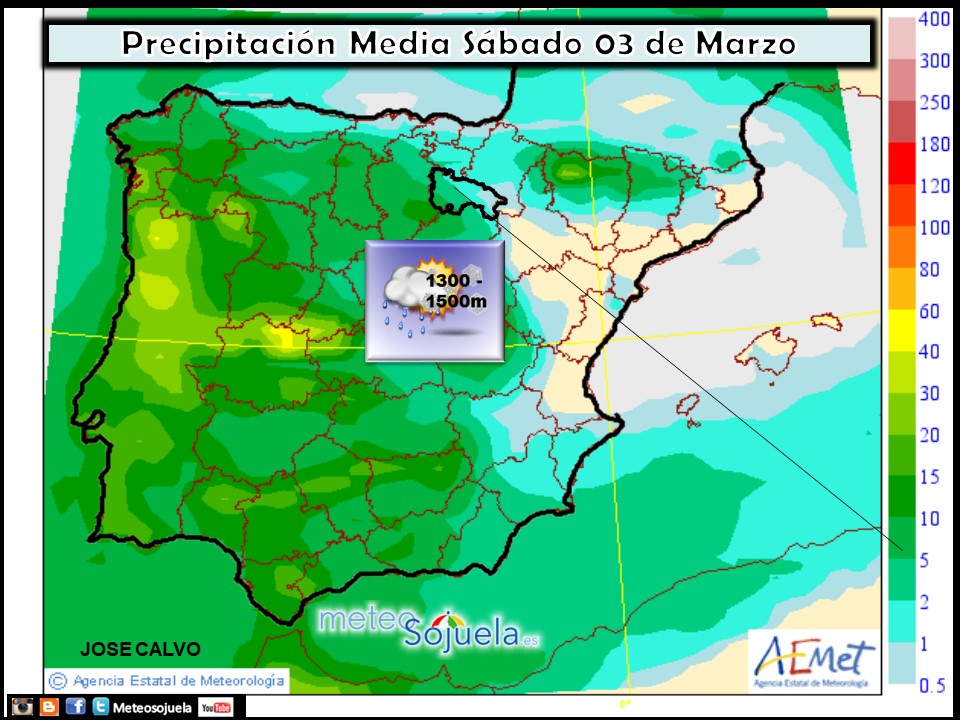 Mapa meteorologico de precipitacion de hoy en La Rioja. Meteosojuela