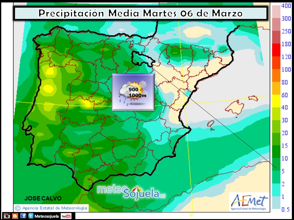 Mapa meteorologico de precipitacion de hoy en La Rioja. Meteosojuela