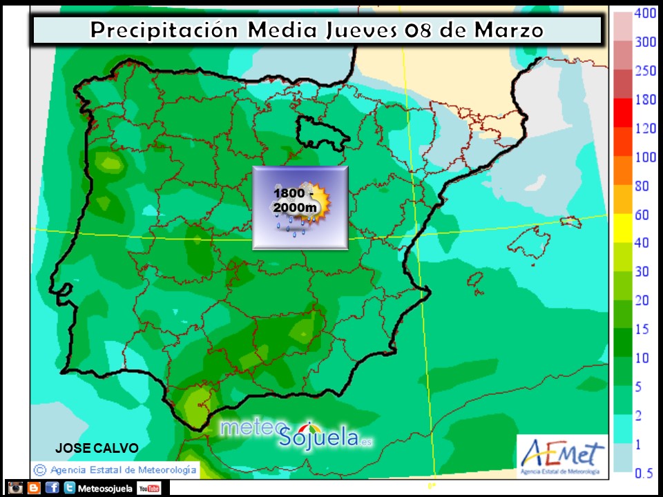 Mapa meteorologico de precipitacion de hoy en La Rioja. Meteosojuela