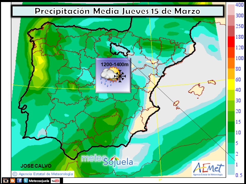 Mapa meteorologico de precipitacion de hoy en La Rioja. Meteosojuela