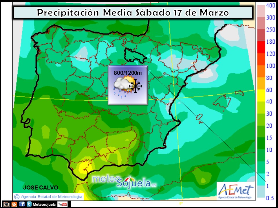 Mapa meteorologico de precipitacion de hoy en La Rioja. Meteosojuela