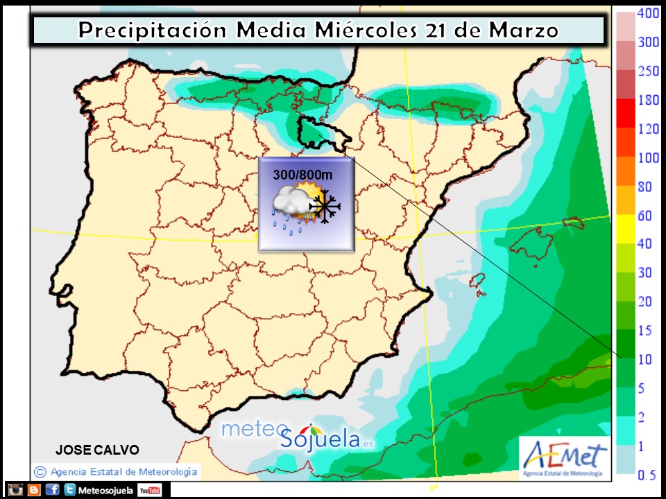 Mapa meteorologico de precipitacion de hoy en La Rioja. Meteosojuela