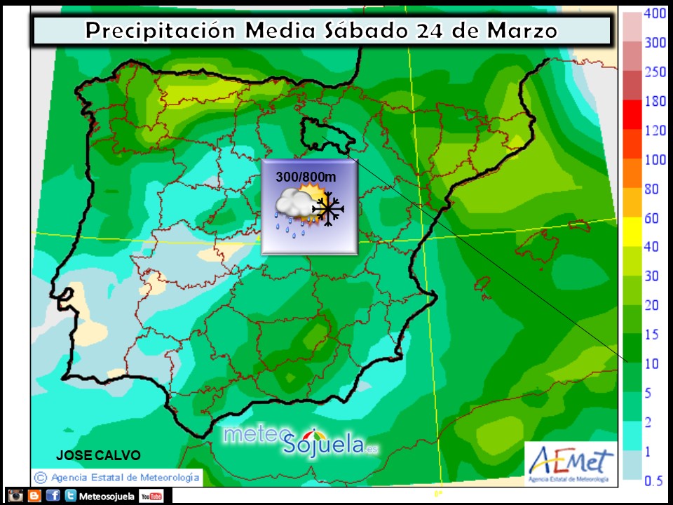 Mapa meteorologico de precipitacion de hoy en La Rioja. Meteosojuela