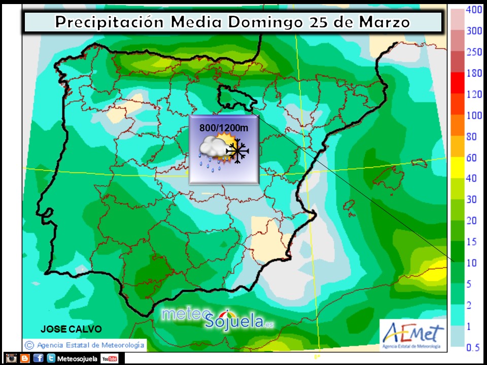 Mapa meteorologico de precipitacion de hoy en La Rioja. Meteosojuela